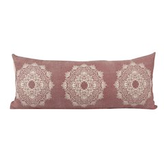 Ox Bay Hand-Woven Red/White Medallion All-Natural Cotton  Pillow Cover