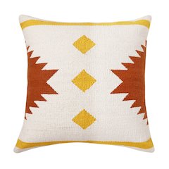 Ox Bay Hand-Woven White/Yellow Geometric All-Natural Cotton Pillow Cover
