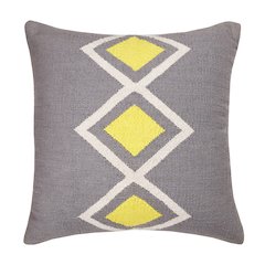 Ox Bay Hand-Woven Gray/White Diamond All-Natural Cotton Pillow Cover