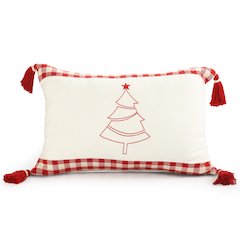 Merry Cotton Poly Filled Pillow in White/Red, 16" x 24"