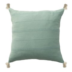 Silas Turkish Cotton Poly Filled Pillow in Green, 18" x 18"