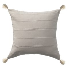 Silas Turkish Cotton Poly Filled Pillow in Beige/Gray, 18" x 18"
