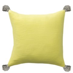 Amari Turkish Cotton Poly Filled Pillow in Yellow/Gray, 20" x 20"