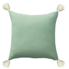 Amari Turkish Cotton Poly Filled Pillow in Green/Cream, 20" x 20"