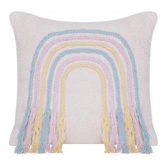 Groove Cotton Poly Filled Pillow in White/Multicolored, 20" x 20"