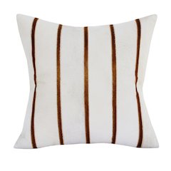 Austin Leather blend Poly Filled Pillow in Ivory/Brown, 20" x 20"