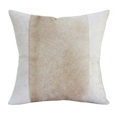 Austin Leather blend Poly Filled Pillow in Ivory/Beige, 20" x 20"