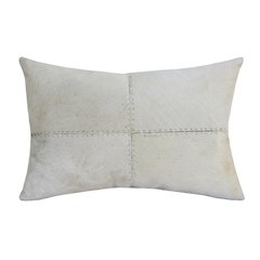 Austin Leather blend Poly Filled Pillow in Ivory, 16" x 24"