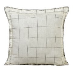 Estate Linen Poly Filled Pillow in Ivory/Black, 20" x 20"