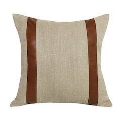Estate Linen Poly Filled Pillow in Beige/Brown, 20" x 20"