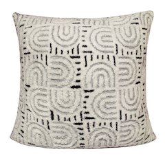 Groove Cotton Blend Poly Filled Pillow in White/Blue, 30" x 30"
