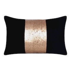 Cosmopolitan Performance Poly Filled Pillow in Black/Gold, 16" x 24"