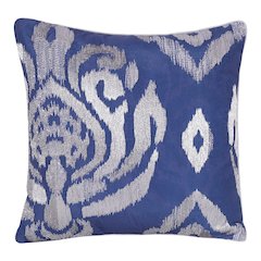 Cosmopolitan Performance Poly Filled Pillow in Blue/Silver, 20" x 20"