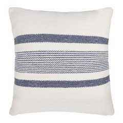 Navy/ White Farmhouse Striped Hand-Woven Indoor/Outdoor Throw Pillow Cover