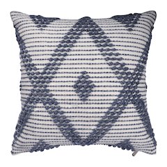 Navy/ White Farmhouse Diamond Hand-Woven Indoor/Outdoor Throw Pillow Cover