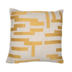 Yellow/Ivory Contemporary Geometric Hand-Woven Throw Pillow Cover