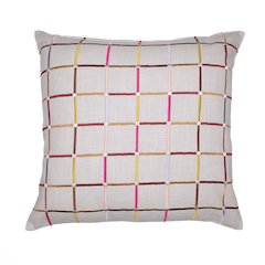 White/Multi Contemporary Checkered Hand-Woven Throw Pillow Cover