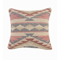 Ox Bay Hand-stitched Pink/Gray Geometric All-Natural Cotton Pillow Cover
