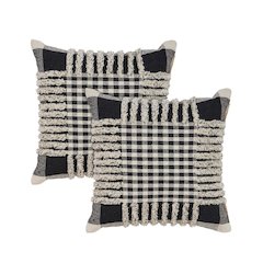 Elevate Cotton Pillow Set of 2 in Black/Ivory, 18" x 18"