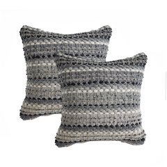 Coil Cotton Blend Pillow Set of 2 in Black/Gray, 18" x 18"