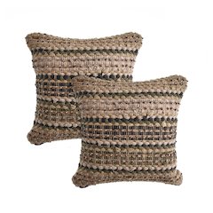 Coil Cotton Blend Pillow Set of 2 in Beige/Brown, 18" x 18"