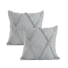 Reese Cotton Pillow Set of 2 in Gray, 18" x 18"