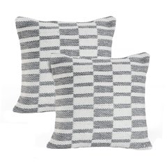 Elemental Cotton Pillow Set of 2 in Gray/White, 18" x 18"