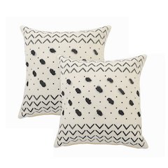 Avant-garde Cotton Pillow Set of 2 in Ivory/Black, 20" x 20"