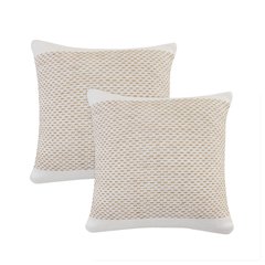 Reed Cotton and Jute Pillow Set of 2 in Tan/White, 20" x 20"