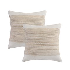 Reed Cotton and Jute Pillow Set of 2 in Tan/White, 20" x 20"