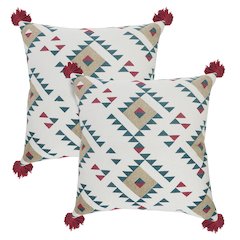 Zion Cotton Pillow Set of 2 in White, 20" x 20"