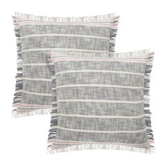 Drew Cotton Pillow Set of 2 in Gray, 20" x 20"