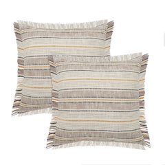Drew Cotton Pillow Set of 2 in Yellow/Tan, 20" x 20"