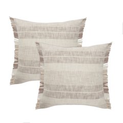 Drew Cotton Pillow Set of 2 in Brown/Ivory, 20" x 20"