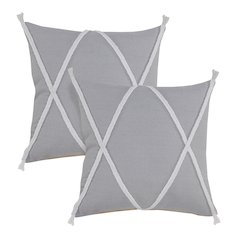 Seashore Cotton Pillow Set of 2 in Gray, 20" x 20"
