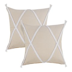 Seashore Cotton Pillow Set of 2 in Tan, 20" x 20"
