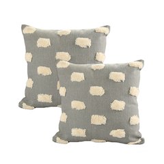 Zeal Cotton Pillow Set of 2 in Gray/Cream, 20" x 20"