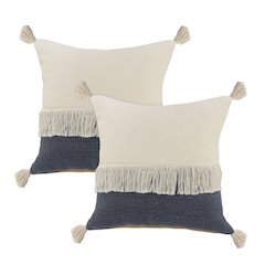 Carnival Cotton Pillow Set of 2 in Blue/Cream, 20" x 20"