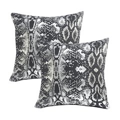 Beastly Cotton Pillow Set of 2 in Black/Silver, 20" x 20"