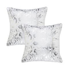 Beastly Cotton Pillow Set of 2 in White/Silver, 20" x 20"