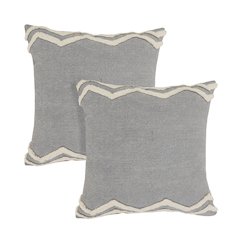 Rory Cotton Pillow Set of 2 in Gray/Cream, 20" x 20"