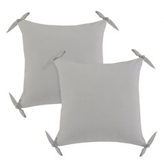 Aisha Cotton Pillow Set of 2 in Gray, 20" x 20"
