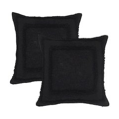 Rory Cotton Pillow Set of 2 in Black, 20" x 20"