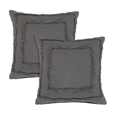 Rory Cotton Pillow Set of 2 in Gray, 20" x 20"