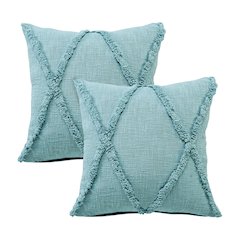 Reese Cotton Pillow Set of 2 in Blue, 20" x 20"