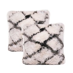 Shag Performance Pillow Set of 2 in White/Black, 20" x 20"
