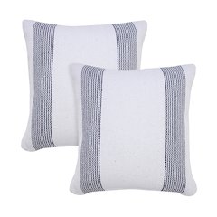 Cabana Cotton Pillow Set of 2 in Blue/White, 20" x 20"