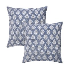 Fantasy Cotton Pillow Set of 2 in Blue/White, 20" x 20"