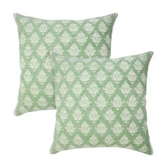 Fantasy Cotton Pillow Set of 2 in Green/White, 20" x 20"