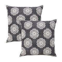Fantasy Cotton Pillow Set of 2 in Black/White, 20" x 20"